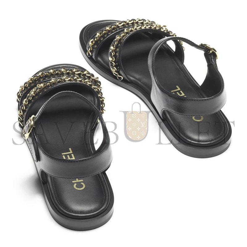 Ch**el sandals calfskin black g46801